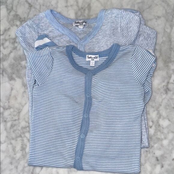 Splendid Blue Striped Kids Footie Bundle - Picture 1 of 6